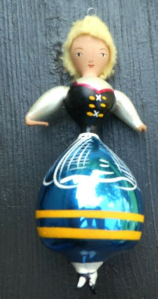 Antique 1950s Italy Vintage Glass Christmas Ornament Figure Woman Girl German 3