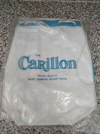 Vtg Travel Bag Vinyl Carillon Hotel Miami Beach,  Fl Vintage Nos
