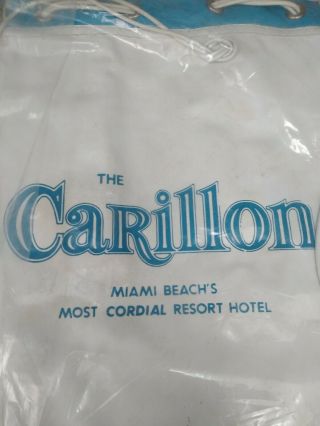 VTG Travel Bag Vinyl Carillon Hotel Miami Beach,  FL Vintage NOS 2