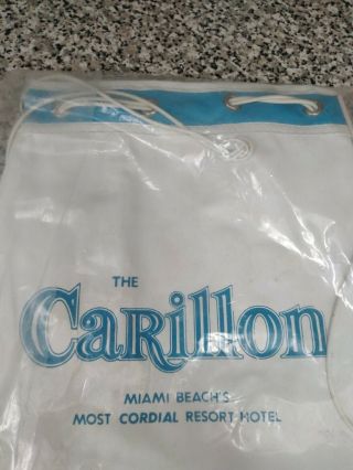 VTG Travel Bag Vinyl Carillon Hotel Miami Beach,  FL Vintage NOS 3