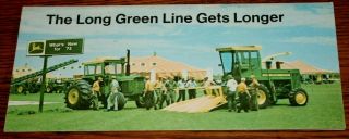 1972 John Deere The Long Green Line Colorful Sales Brochure Full Line