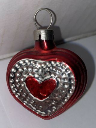 Vtg Tree Glass Xmas Ornaments Red Heart Valentine 