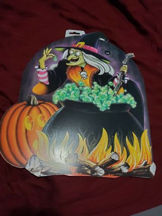 Vintage Beistle Halloween Witch And Cauldron Die Cut Out 16x13