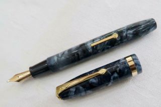 Conway Stewart No.  84 Fountain Pen,  C1956,  Blue Pearl Marbled Fully Restored