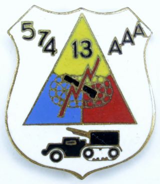 Crest/di 574th Anti - Aircraft Arty.  (aaa) Bn. ,  Clutchback,  German Made
