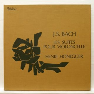 Henri Honegger - Js Bach 6 Suites For Cello Solo Valois Cmb 22 3xlps Box Orig