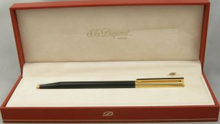 S.  T.  Dupont La Plume Black Lacquer W/gold Cap Ballpoint Pen - 1990 