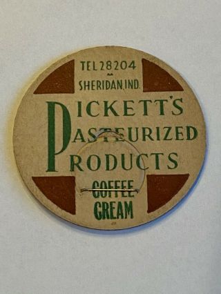 Pickett’s Dairy Milk Bottle Cap Sheridan In Ind Indiana