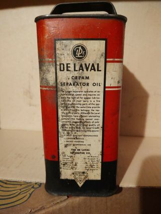 Vintage De Laval Cream Separator Oil Tin Can half gallon Farm Cows 2