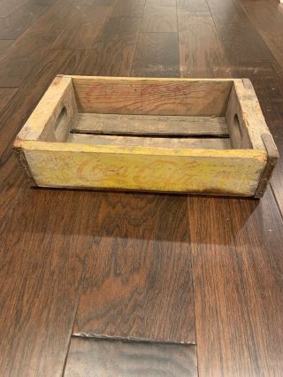 Vintage Collectible Yellow Coca Cola Coke Wood Crate Carrier Case