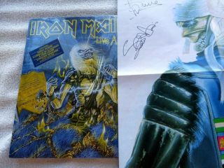 Iron Maiden 1985 Lps Vinyl Live After Death Spain Press With Poster