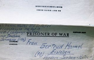 Pow Letter By Imprisoned German Soldier - Concentration Camp Dachau 1946