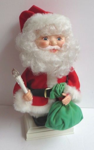 Vintage Animated Moving Santa Claus Christmas Figure Lit Candle Light Battery