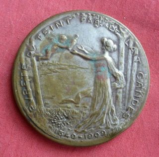 Vintage French Metal Advertising Pocket Mirror 1909 Lait Candes Cosmetic Milk