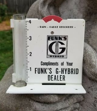 Vintage Funks G Hybrid Seed Corn Metal & Glass Rain Gauge Seeds