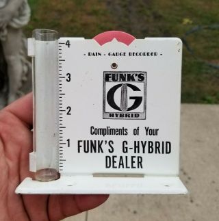 Vintage Funks G Hybrid Seed Corn Metal & Glass Rain Gauge Seeds 2
