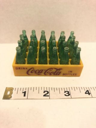 Vtg 24 Miniature Mini Green Bottles Yellow Crate Coca Cola Coke Figurines