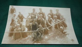 Vtg C1920 Swimmers At Saltair Beach,  Great Salt Lake Ut Real Photo Postcard/rppc