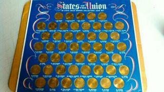Vintage 1969 Shell Oil Co.  States Of The Union 50 Solid Bronze Coins Of Usa