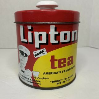 Vintage Lipton Tea Tin Canister Made In Rockford Illinois