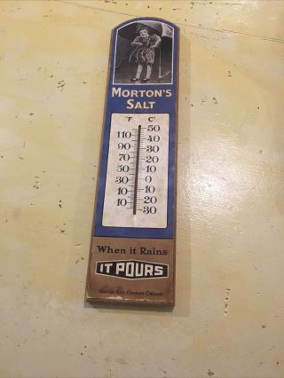 Vintage Advertising Morton’s Salt When It Rains It Pours 17 Inch Wall Decor