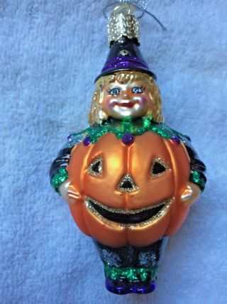 Halloween Old World Christmas Hand Blown Glass Girl In Pumpkin Costume Ornament