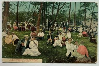 1911 Ma Postcard Onset Cape Cod Listening To The Band At Onset Grove Crowd Women
