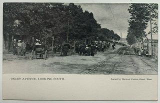 Ma Postcard Onset Cape Cod Onset Avenue Looking South Wagons Carts Tracks People