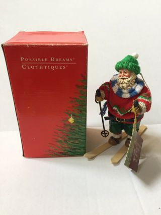 Dept 56 Possible Dreams Clothtiques 1993 Skiing Santa 7 " Ornament W/ Box 714004