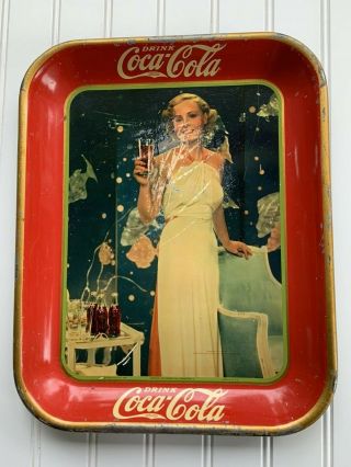 Authentic 1935 Madge Evans Coca - Cola Serving Tray Coke Tray Hollywood