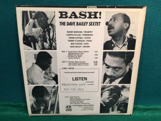 The Dave Bailey Sextet.  BASH 1st Pressing 1961 Jazz Line Records JAZ - 33 - 01 Mono 2