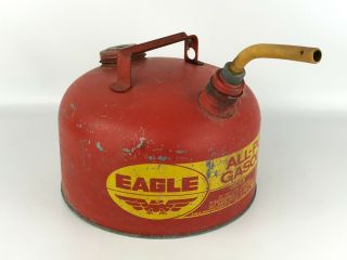 Vintage Eagle 2 1/2 Gallon Galvanized Metal Gas Can Vented Made In Usa