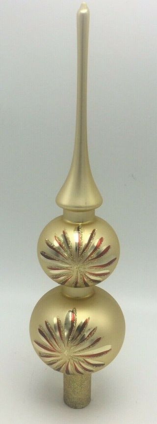 Vintage Christmas Tree Topper Mercury Blown Glass Gold Painted Red 12 "