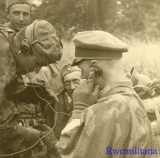 Hello? Wehrmacht Officer & Signals Troops In Camo Ponchos W/ Field Radio