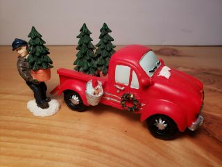 St Nicholas Square Village " Delivery Truck With Trees & Man " Set Of 2