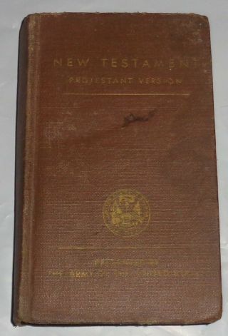 1942 Wwii Us Army Testament Pocket Bible Protestant Ver.  Roosevelt Military
