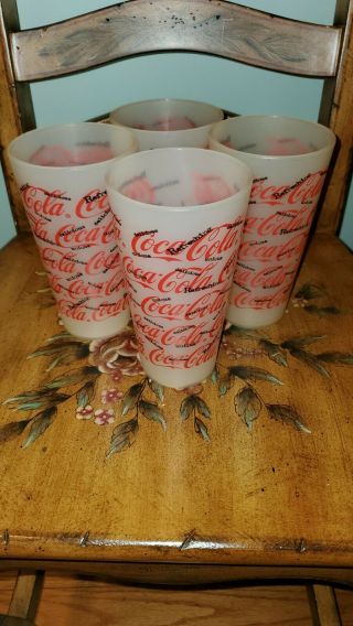 Vintage 1998 Coca - Cola Plastic Thermo - Serv Tumbler Cups Soda Pop Set Of 4