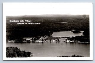 Vintage Postcard Cranberry Lake Village Rppc Birdseye View Canton Ny C2