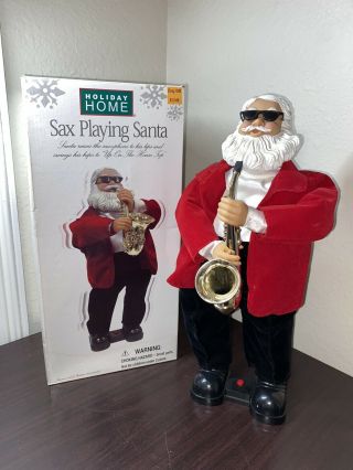 Holiday Home Sax Saxaphone Playing Santa Claus Animated