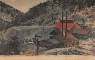 Crown King Quartz Mine Az Arizona 1909 Hand Painted Tinted Vintage Postcard