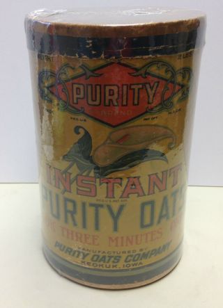 Very Rare " Purity " Instant Oats Box 2 Lb - 10 Oz.
