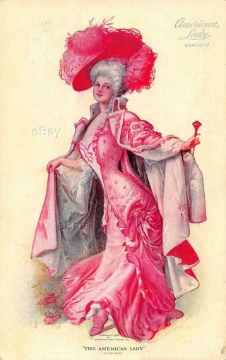 Vintage Indiana Postcard American Lady Corsets 1906 Woman Hat Kendallville Ad In