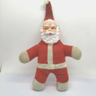 Vintage Rubber Face Plush Winking Santa Claus Christmas Doll 12 "
