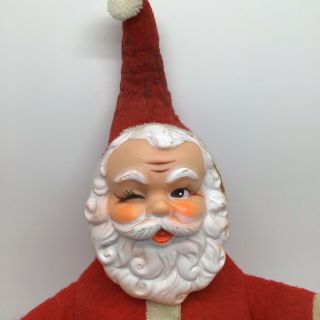 Vintage Rubber Face Plush Winking Santa Claus Christmas Doll 12 