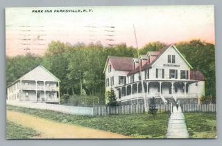 Park Inn Parksville York Sullivan County Ny Antique Liberty Postcard 1911