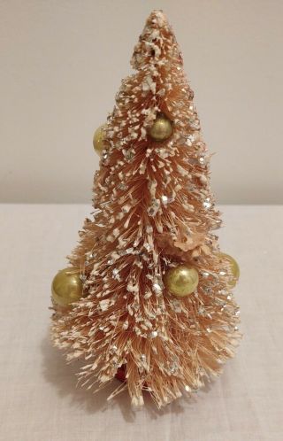 Vintage White Bottle Brush Christmas Tree Flocked Mercury Glass 7 "