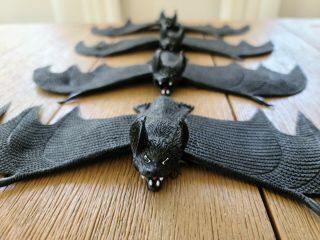 4 Vintage Halloween Prop Decor Rubber Life Size Rubber Vampire Bats Russ Berrie