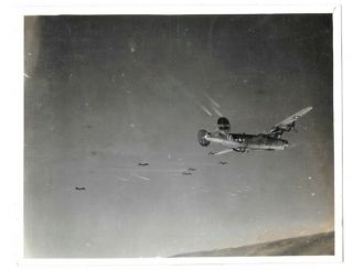 Wwii Orig Photo Usaaf 461st Bg B - 24s On Mission With Contrails