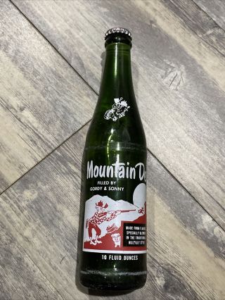 Mountain Dew Hillbilly Glass Soda Bottle “filled By Gordy & Sonny” Full