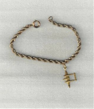 Wwii Us Army Air Corps Heavy Rope P - 38 Bomber Sweetheart Bracelet